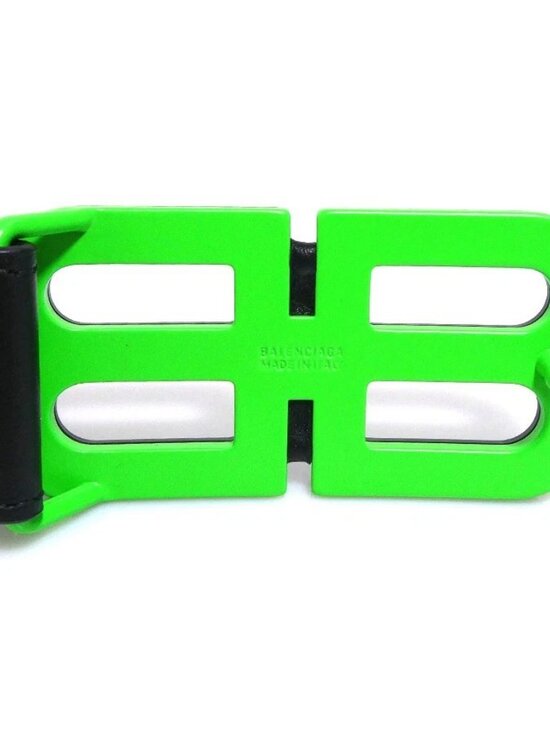 BALENCIAGA Belt Black/Neon Green Leather/Metal main image 4